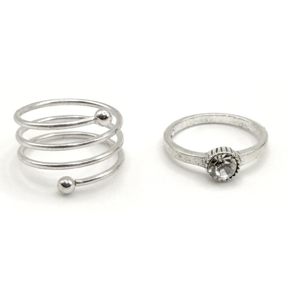 Silver‎ Tone Stackable Rings Set of 2; Size 5.5 Layered Dainty Rings